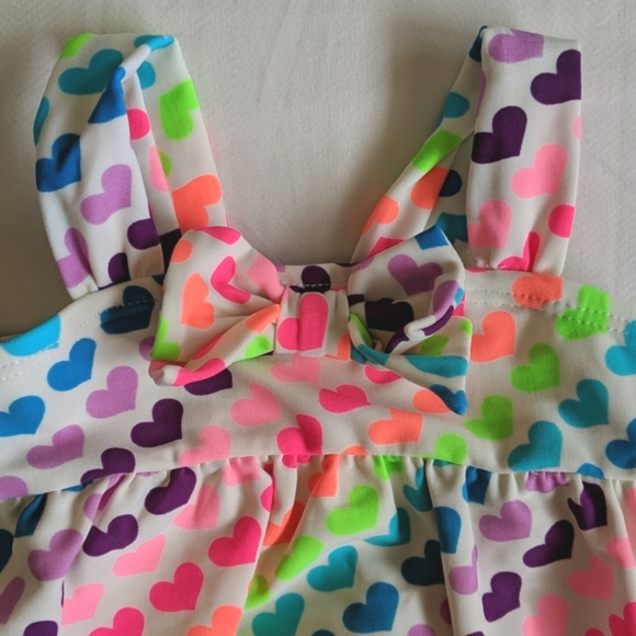 children's place neon colorful hearts one piece swimsuit 6 months baby girl - Picture 3 of 7
